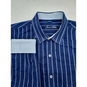 Tasso Elba Men's XL Button Down Long Sleeve Shirt Striped Blue Dress Casual